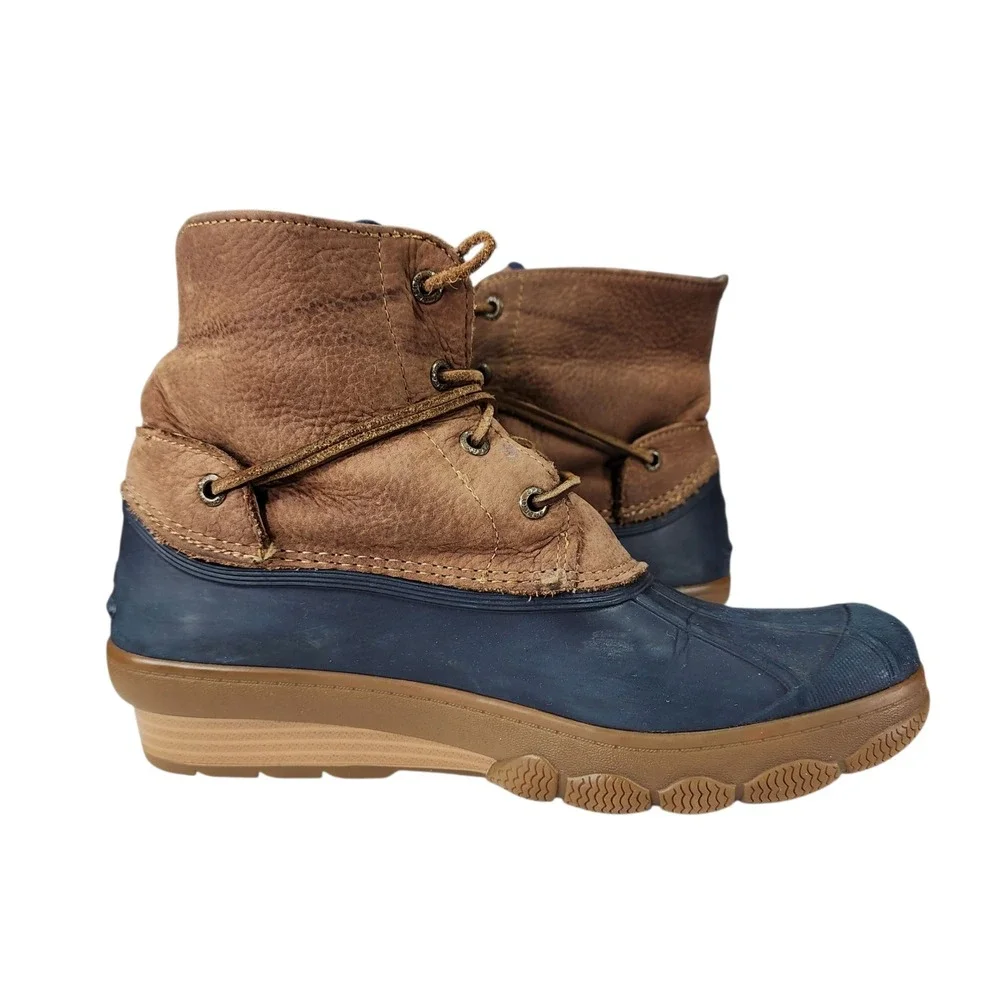 Sperry Top Sider Duck Boot sz 9M Women Saltwater Tide Leather Lace Up Waterproof